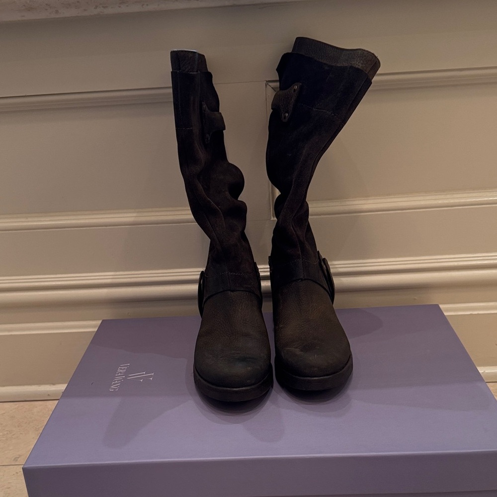 Women's Black Mid-Calf Leather Boots